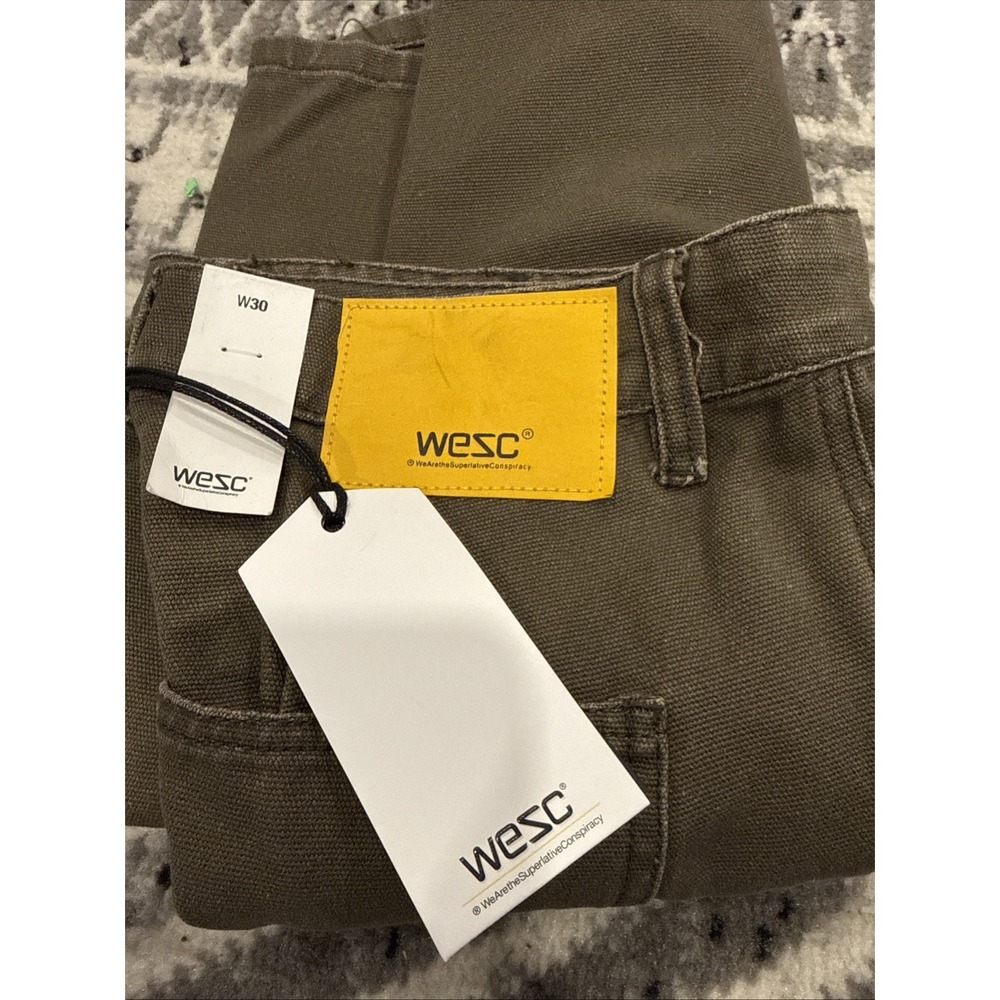 y2k workwear utility urban carpenter jean short canvas mud WeSC NWT size 30 MP50 - Picture 2 of 12